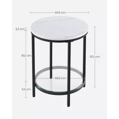 Songmics Okr�g�y stolik nocny 2 poziomy 55 cm