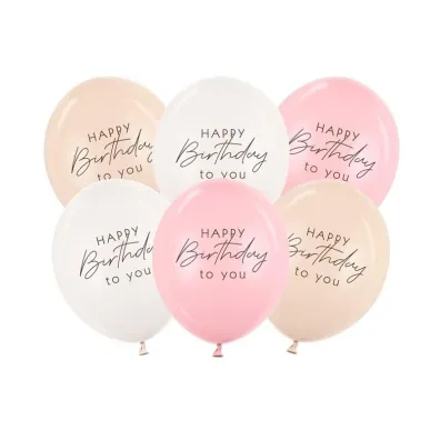 PartyDeco Balony Happy Birthday mix r�owy 30cm