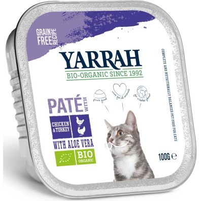 Yarrah Pasztet dla kota z kurczaka i indyka z aloesem 100 g Bio