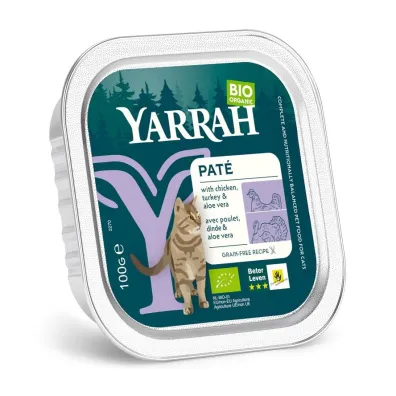Yarrah Pasztet dla kota z kurczaka i indyka z aloesem 100 g Bio