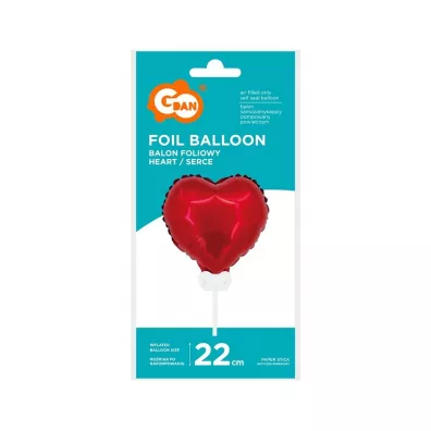 Godan Balon foliowy Serce z zaworem na patyku 11 cm
