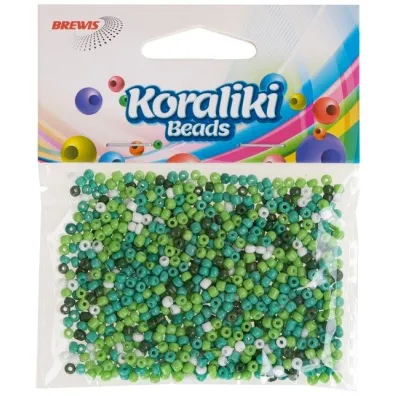 Brewis Koraliki akrylowe do nawlekania bia�e zielone 35mm