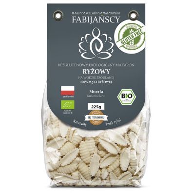 Fabijańscy Makaron z ryżu białego muszla gnocchi sardi bezglutenowy 225 g Bio