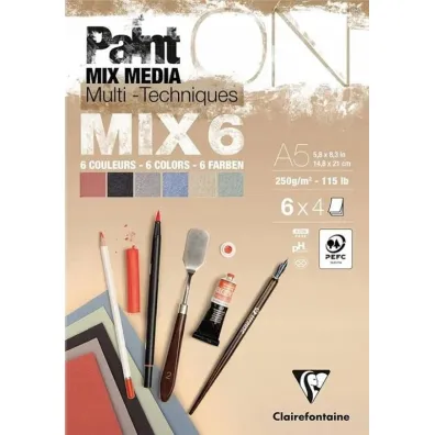 Clairefontaine Blok A5 papier�w mix6 250g 24ark