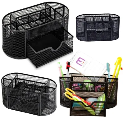 LeanToys Organizer biurowy metalowy czarny