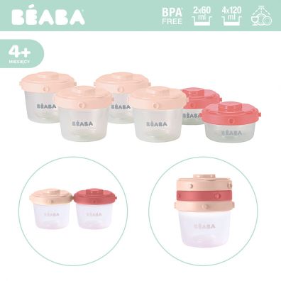 Beaba Zestaw soiczkw Clip pink 4 x 120 ml + 2 x 60 ml 6 szt.
