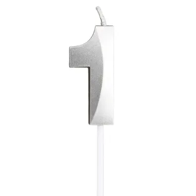 �wieczka na tort - cyferka 1 srebrna 4,8cm