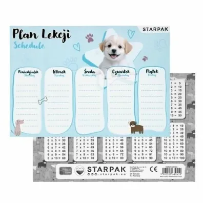 Starpak Plan lekcji z tabliczk� mno�enia Pieski 2 25 szt.