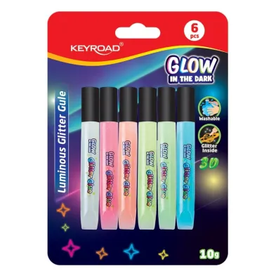 Keyroad Klej brokatowy fluorescencyjny 6x10 ml