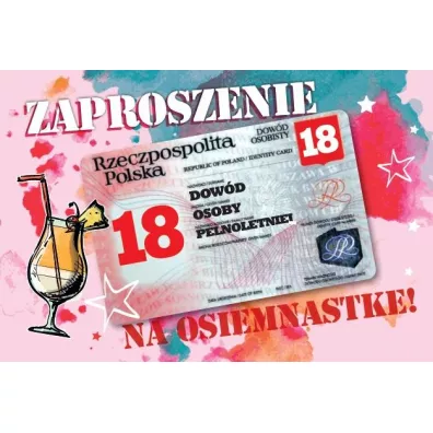 Armin Style Zaproszenie Urodziny Osiemnastka ZA-101 10 szt.