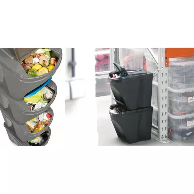 Prosperplast Keden kosz na mieci sortibox set 4 - kamienny szary 25 l