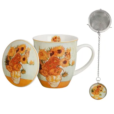 Duo Sp. z o.o. Kubek z zaparzaczem i zawieszka SUNFLOWERS Van Gogh 400 ml