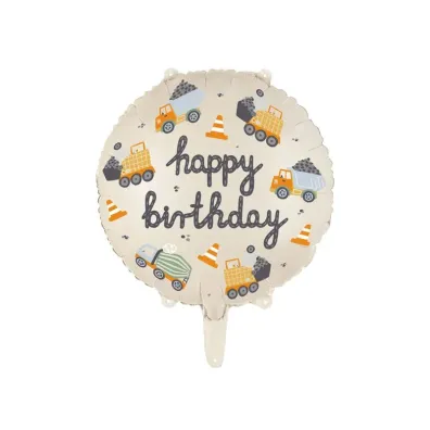 PartyDeco Balon foliowy Pojazdy budowlane 45cm