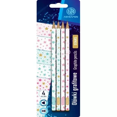 Astra O��wki grafitowe tr�jk�tne HB Stars 4 szt.