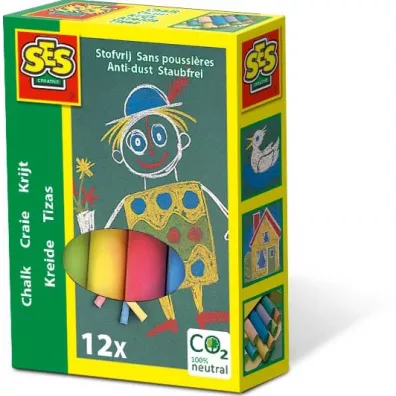 Ses Creative Kreda niepylca kolorowa 12 szt.
