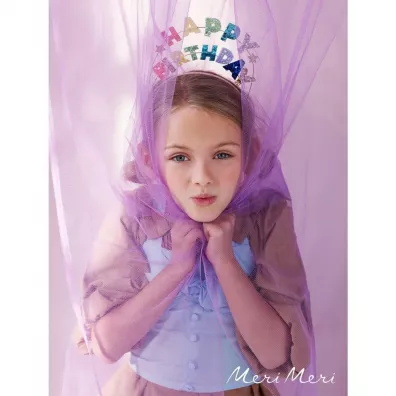 Meri Meri Opaska do wosw Happy Birthday brokatowa