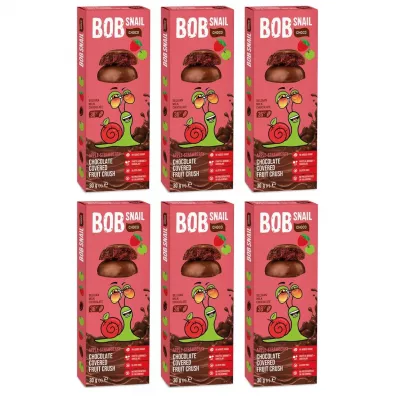 Bob Snail Przekska jabkowo-truskawkowa w mlecznej czekoladzie Zestaw 6 x 30 g