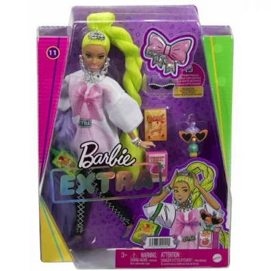 Barbie Extra Lalka Biaa tunika/Neonowe zielone wosy HDJ44 Mattel