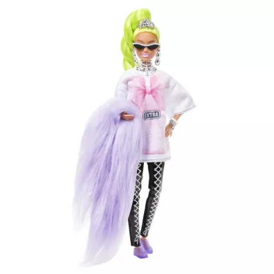 Barbie Extra Lalka Biaa tunika/Neonowe zielone wosy HDJ44 Mattel