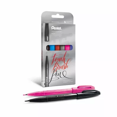 Pentel Pisak/p�dzelek do kaligrafii SES15 6 szt.