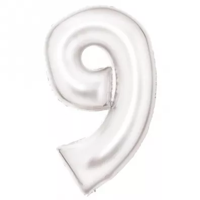 Amscan Balon foliowy cyfra 9 satynowa bia�a 86cm