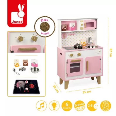 Dua kuchnia drewniana z dwikiem i 6 akcesoriami Candy Chic Janod