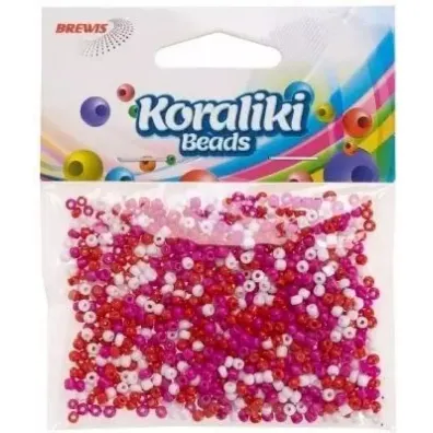 Brewis Koraliki akrylowe do nawlekania bia�e czerwone 35m