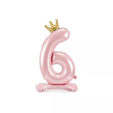 PartyDeco Stoj�cy balon foliowy 6 jasny r� 84cm
