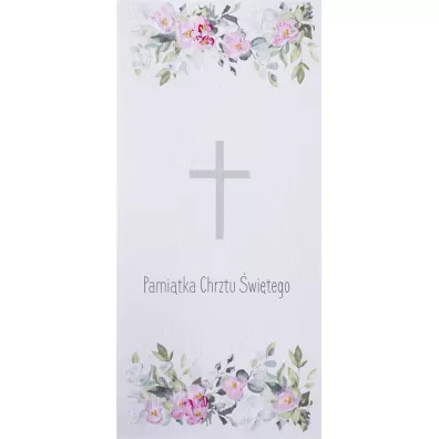 Karnet Chrzest DL C18 - Krzy� kwiaty r�