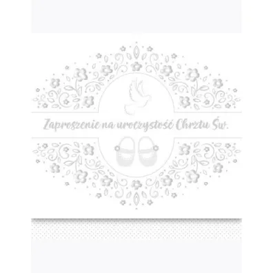 Zaproszenie kwadrat ZKW 120x120 Chrzest nr 56260 Dzieci�ce - Baby, Ch�opiec, Dziewczynka, Religia, Srebrne, T�oczenie