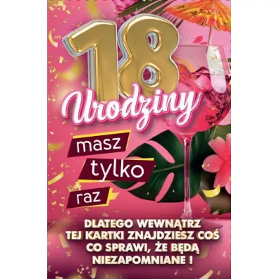 Yeku Karnet Urodziny z nak�adk� na butelk� 18