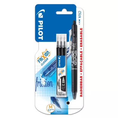 Pilot Piro kulkowe Frixion Clicker czarne + wkady 0,7 mm