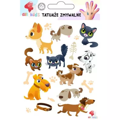 Tatua�e zmywalne dla dzieci Psy i koty All4Kids