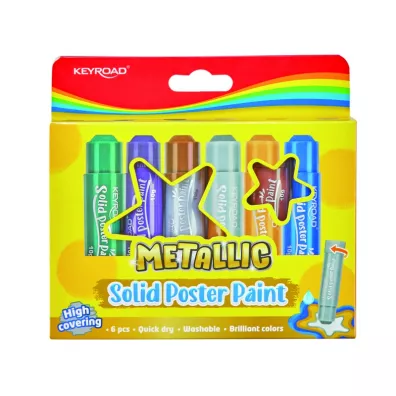 Farby plakatowe w sztyfcie KEYROAD 6 kolor�w metalicznych 6 x 10 g