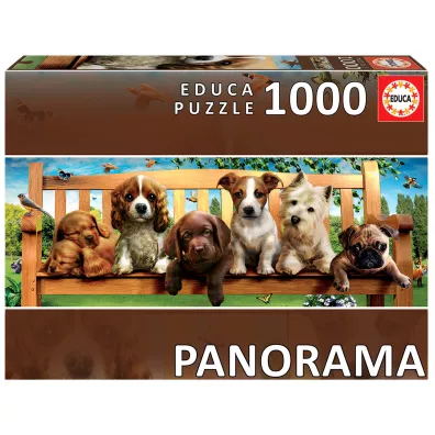 Puzzle panoramiczne 1000 el. Szczeni�ta na �awce Educa