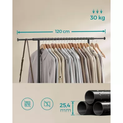 Songmics Mobilny wieszak na ubrania 156 cm czarny