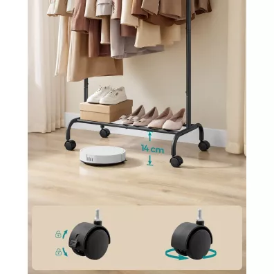 Songmics Mobilny wieszak na ubrania 156 cm czarny
