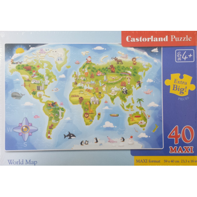 Puzzle 40 el. Mapa świata Castorland