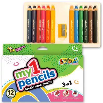 Penmate Kolori Moje pierwsze Kredki Super Jumbo + temper�wka 12 szt.