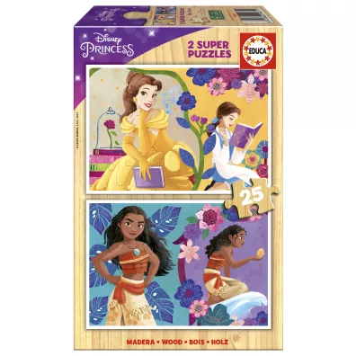 Puzzle drewniane 2x25 el. Pi�kna i Bestia, Vaiana: Skarb Educa