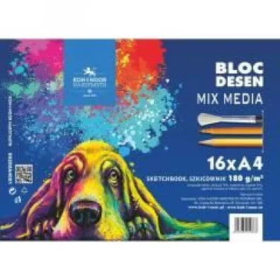 Koh-I-Noor Szkicownik Mix Media A4 16 ark. Pies niebieski