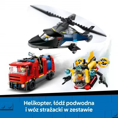 LEGO City Zestaw z helikopterem, wozem stra�ackim i �odzi� podwodn� 60462