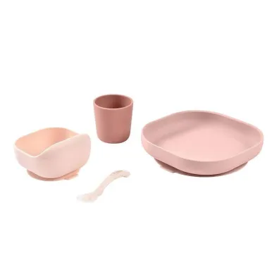 Beaba Komplet naczy� z silikonu z przyssawk� Cotton candy