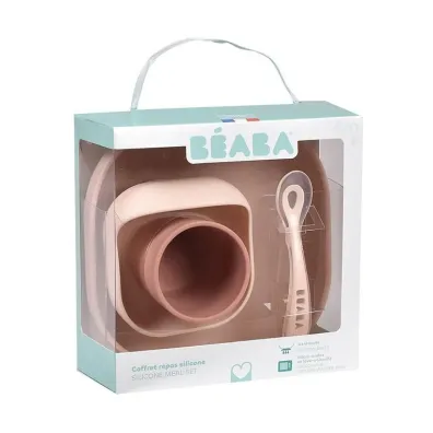 Beaba Komplet naczy� z silikonu z przyssawk� Cotton candy