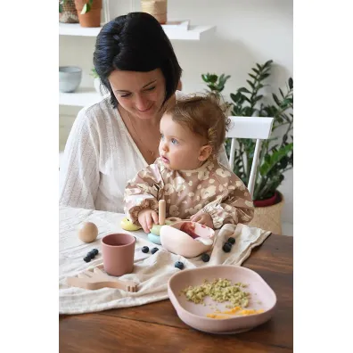 Beaba Komplet naczy� z silikonu z przyssawk� Cotton candy