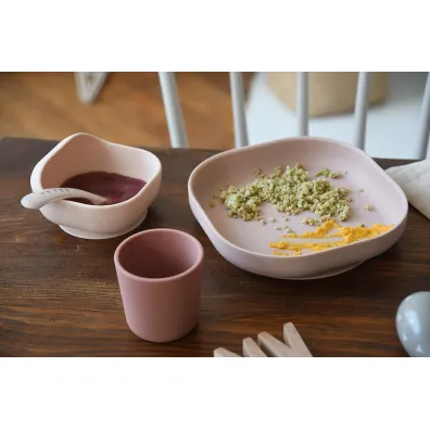 Beaba Komplet naczy� z silikonu z przyssawk� Cotton candy