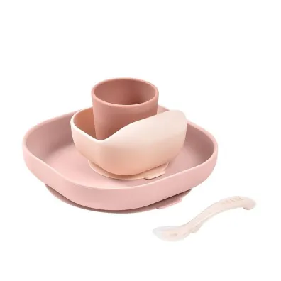 Beaba Komplet naczy� z silikonu z przyssawk� Cotton candy