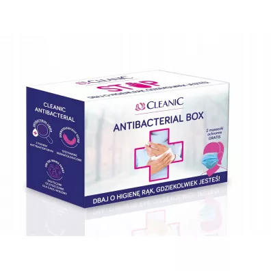 Cleanic Zestaw Antibacterial Box chusteczki + �el do r�k + maseczki ochronne