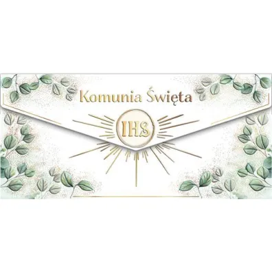 Koperta z �yczeniami Komunia �wi�ta 25,5x12cm mix