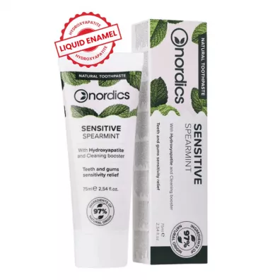 Nordics Pasta do z�b�w remineralizuj�ca sensitive z p�ynnym szkliwem bez fluoru 75 ml